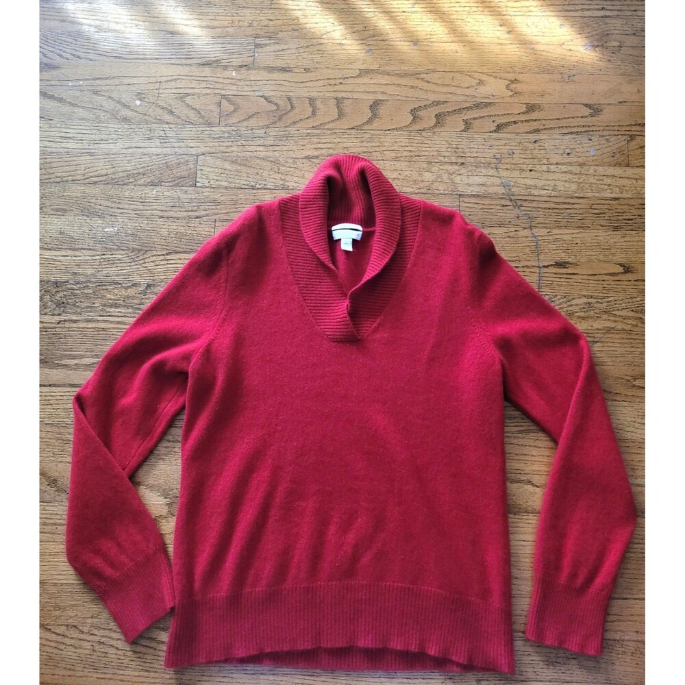 Charter Club Womens 2 Ply Cashmere Knit V-Neck Red Sweater Size Large